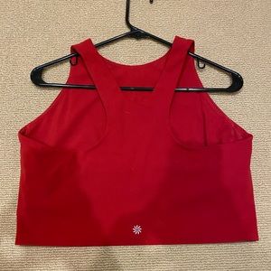 Athleta Red Cropped Workout Tank Top